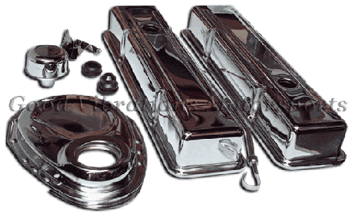 ACC-2420 CHROME SBC 238-350 (1958-86) ENGINE DRESS-UP-KIT - SHORT VALVE COVER