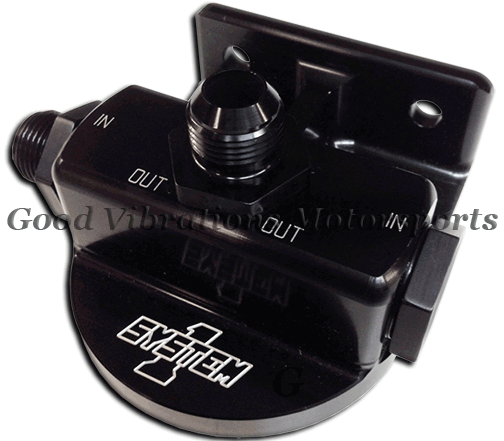SYS-221-3P-12 OIL FILTER REMOTE MOUNT BILLET w/ AN12 FITTINGS.  USE FRAM HP6 FILTER OR SYS-210-005