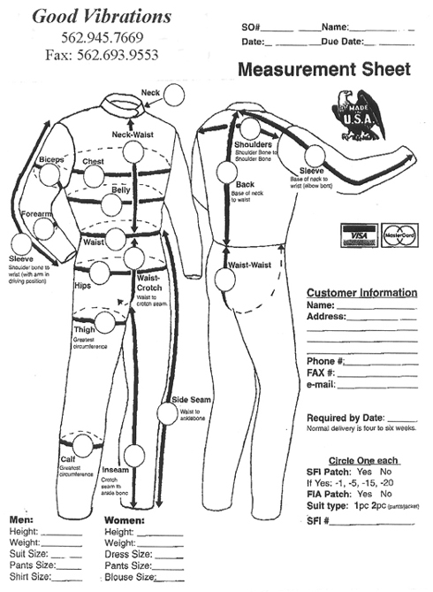 Suit Measurements Chart