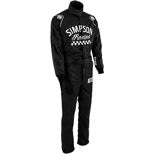 SIM-CK02221 SIMPSON RACING CHECKERS SFI 3.2A/5 ONE PIECE SUIT - BLACK (MEDIUM)