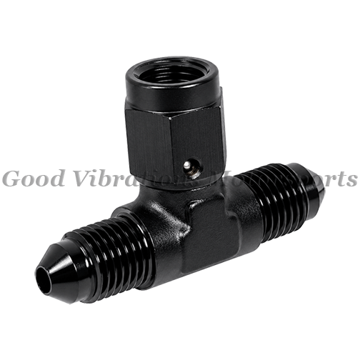P-900203.BB TEE AN3 FEMALE SWIVEL ON SIDE BLACK
