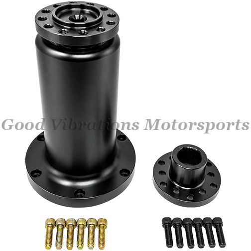 B-53284.B BLOWER SNOUT AND COUPLER COMPETITION 3.530 OD w/ 1.250in SHAFT. INCLUDES O-RING & BOLTS (8.400in LONG) - BLACK