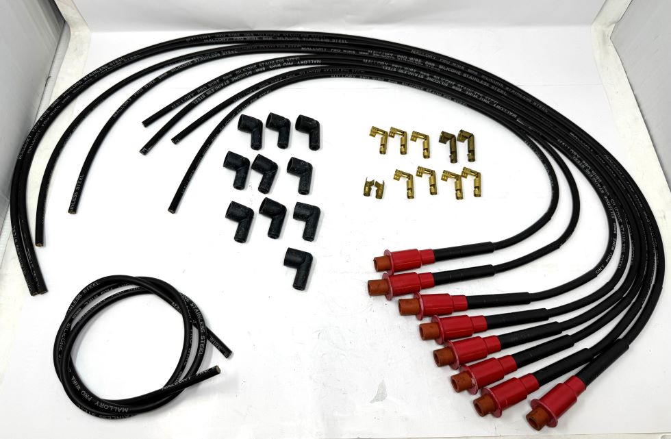 Spark Plug Wires - Mallory - Pro Wire Stainless-Steel Core. 90 degree boots. Straight Ends. Includes Coil Wire Fits: 426 Hemi