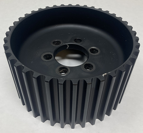 14mmGT BLOWER PULLEY 40T - 3.50in Wide Hard Anodized BILLET Aluminum Center Flange 7/16 Bolt Holes